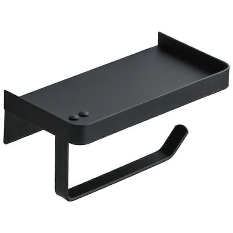 Porte-rouleau de papier toilette avec plateau, étagère murale de salle de bain, facile à installer (1/5)