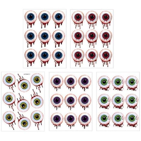 Lot de 5 autocollants yeux d'horreur pour décoration d'Halloween et du Nouvel An (1/5)