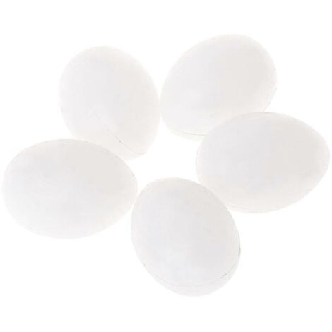 5 faux œufs en plastique blanc uni, imitation œuf de pigeon pour loisirs créatifs. (1/5)