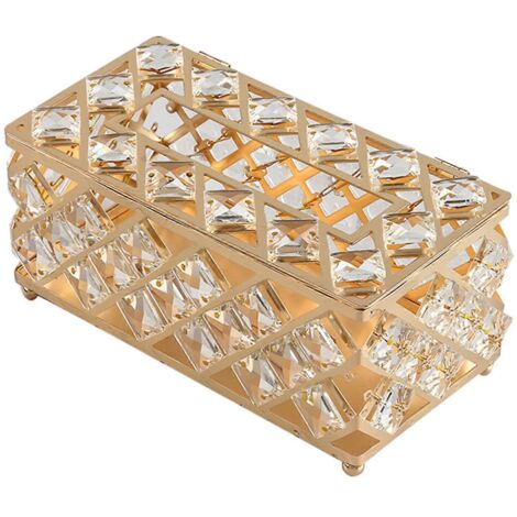Boîte à mouchoirs en cristal avec couvercle, porte-serviettes rectangulaire décoratif pour la maison, le salon, le bureau, l'hôtel, le café ou le bureau. (1/5)
