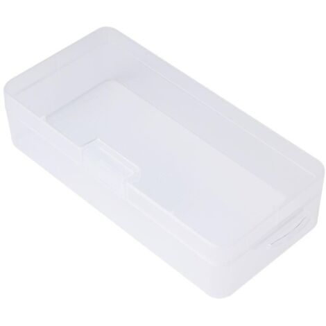 Boîte de rangement rectangulaire en plastique transparent pour bijoux et accessoires, idéale pour organiser un étui. (1/5)
