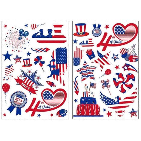 Lot de 2 autocollants décoratifs pour fenêtre, mur ou porte d'entrée, pour la fête de l'Indépendance (1/5)