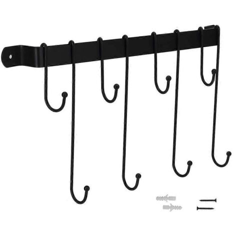 Porte-tasses mural rustique avec crochets de suspension et organisateur (1/5)