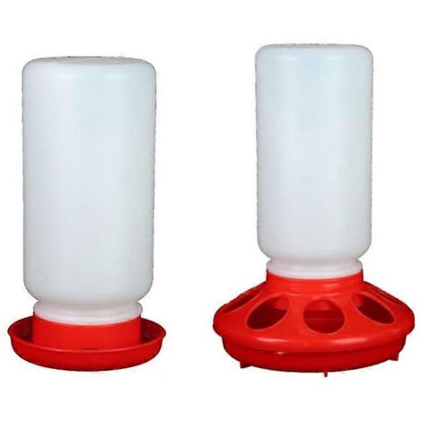 Kit mangeoire et abreuvoir pour poussins. Réservoir en plastique durable pour jusqu'à 8 poussins à la fois. (1/5)