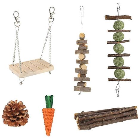 Lot de 8 friandises à mâcher pour petits animaux, à suspendre pour agrémenter les boules de foin, les balançoires et les brins d'herbe. (1/5)