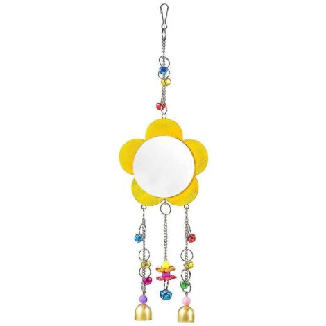 Balançoire en forme de poulet avec miroir et clochettes pour oiseaux de compagnie (ara, cacatoès, perruche) (1/5)