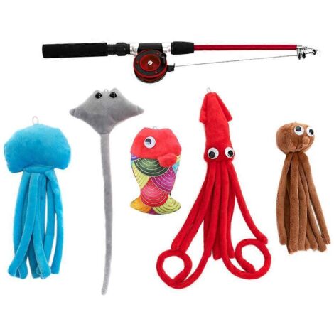 Baguette interactive pour chatons avec 5 adorables animaux en peluche (1/5)