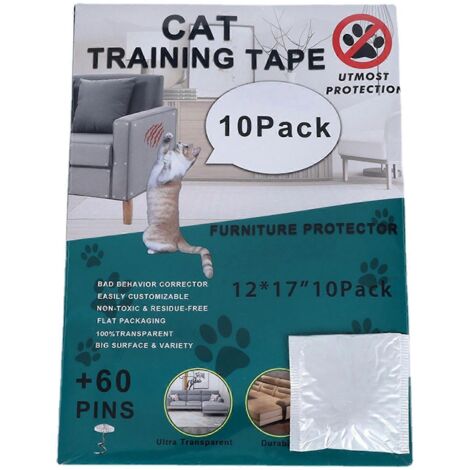 Lot de 10 bandes adhésives anti-griffures de chat pour protéger vos meubles (canapé, portes, matelas). (1/5)