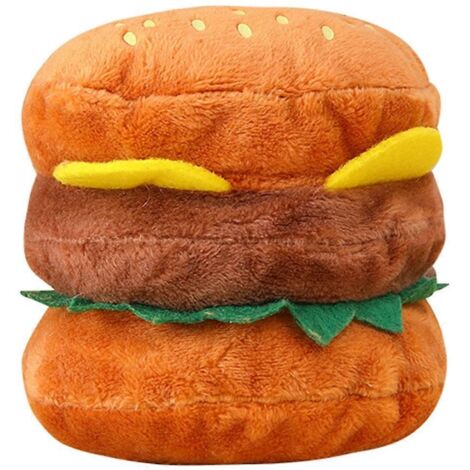 Jouet en peluche à mâcher pour chiens - Peluche douce et sonore en forme de hamburger - Accessoires pour chiens (1/5)