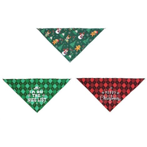 Lot de 3 foulards et bandanas de Noël pour animaux de compagnie, imprimés de Noël, pour écharpes triangulaires (1/5)
