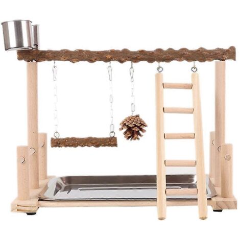 Ensemble perchoir pour oiseaux, balançoire et jouet à mâcher pour cage de perroquets avec plateau (1/5)