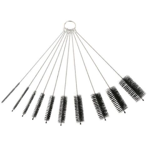 Lot de 10 brosses de nettoyage pour tuyau d'aquarium, en acier inoxydable. (1/5)