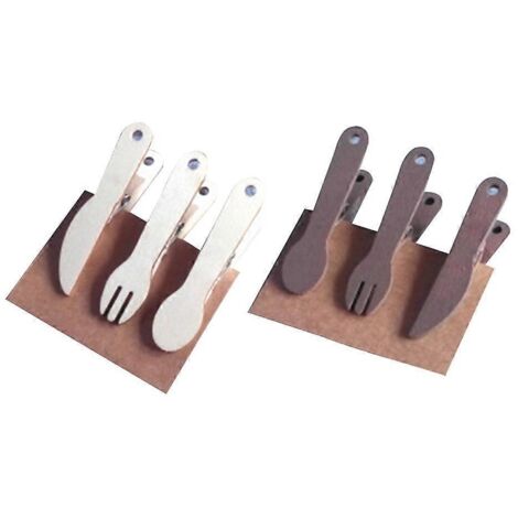 Ensemble de 3 ustensiles en bois (couteau, fourchette, cuillère), pinces à biscuits, porte-tickets, pochettes pour photos, cadeaux pour loisirs créatifs (1/5)
