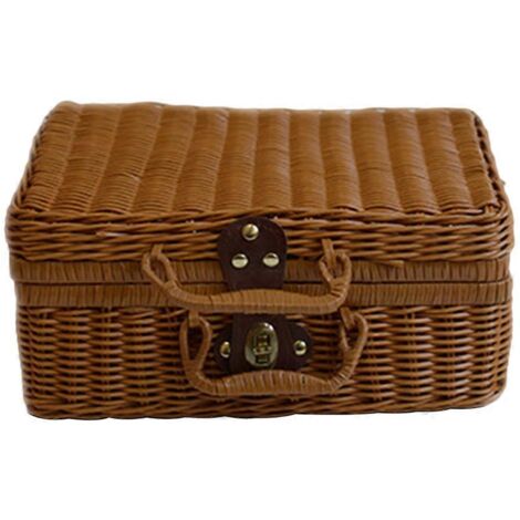 Rangement vintage pour valise en rotin tressé à la main, organisateur de voyage pour cosmétiques (1/5)