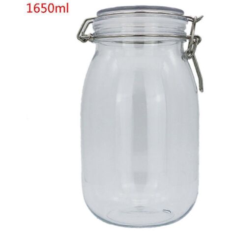 Bocal de conservation en plastique 1650 ml avec couvercle hermétique pour farine, pâtes et épices. (1/5)