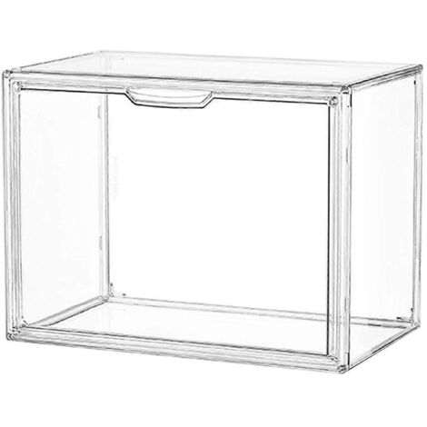 Boîte de rangement transparente avec poignée pour livres, manuels scolaires, livres d'histoires, albums photos et scrapbooking, idéale pour la maison, la chambre et le salon. (1/5)