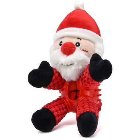 Peluche pour chien couineur, jouet à mâcher mignon au goût de bœuf et Père Noël pour nettoyer les dents (1/5)