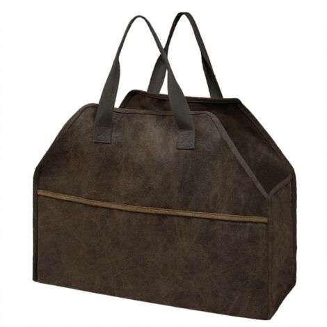 Porte-bûches pour sac à bois de chauffage en toile, résistant et portable, idéal pour une utilisation en extérieur. (1/5)