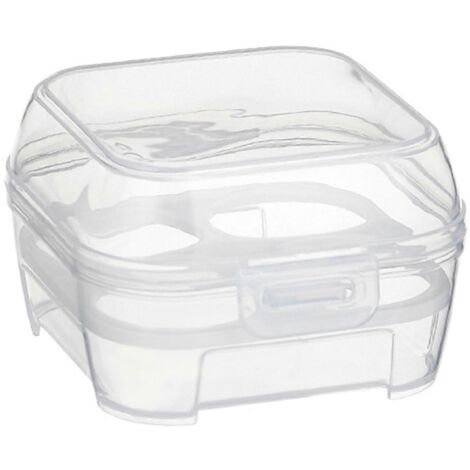 Boîte de rangement transparente à 4 compartiments pour houppettes de voyage, sèche-maquillage. (1/5)