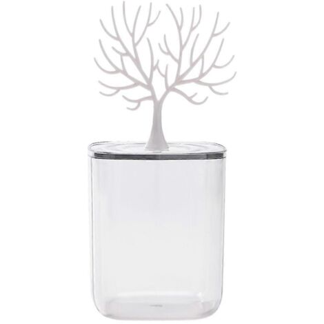 Boîte de rangement transparente pour cotons-tiges, présentoir à bijoux pour boucles d'oreilles, colliers, bagues et bracelets. Organisateur (1/5)