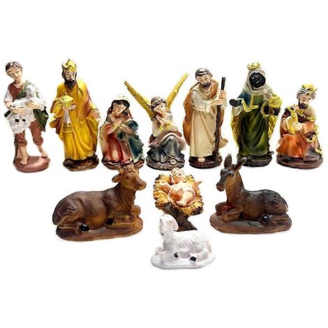 Ensemble de 12 décorations de Noël représentant la crèche de Jésus en résine (1/5)