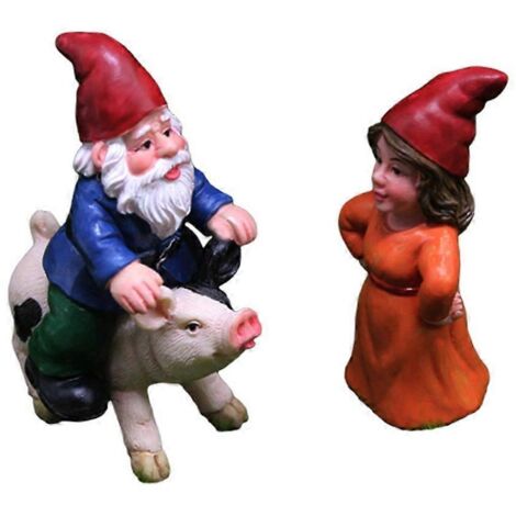 Figurines de cochons à cheval en résine, naines, sculptures pour intérieur et extérieur, jardin ou cour (1/5)