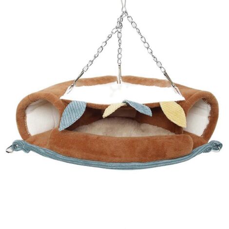 Hamac-abri/grotte pour hamster, petit animal de compagnie, cage-tente chaude pour cochons d'Inde, marron (1/5)
