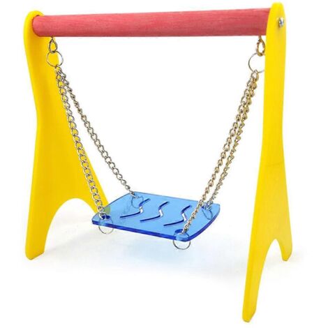 Balançoire en acrylique pour poussins avec chaînette de suspension, perchoir pour cage, support d'entraînement pour oiseaux (perroquets, poules, aras). (1/5)