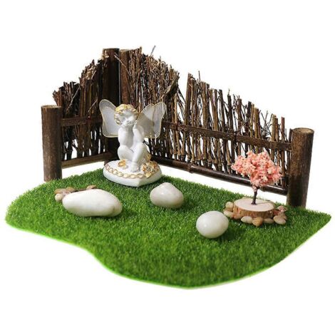Décoration de jardin féérique, gazon artificiel, clôture, statue d'ange pour intérieur et extérieur, patio, porche, maison (1/5)