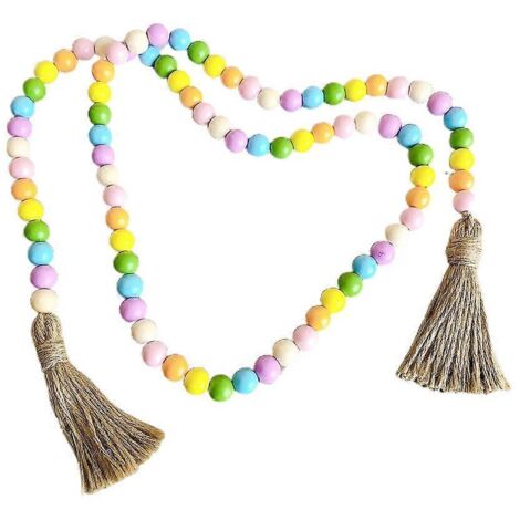 Pendentif à pompons colorés pour créations en corde perlée, décoration murale élégante pour chambre, dortoir ou maison. (1/5)