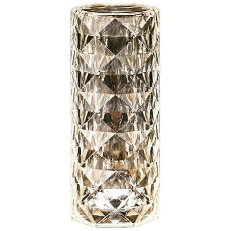 Lampe de table cylindrique en cristal de style européen, rechargeable par USB, avec commande tactile et intensité variable. Lampe de chevet moderne en acrylique effet diamant, idéale pour la décoratio (1/5)