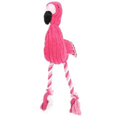 Jouet amusant pour animaux de compagnie : jouet à mâcher en velours côtelé en forme de flamant rose pour chien et chiot, peluche couineuse (1/5)