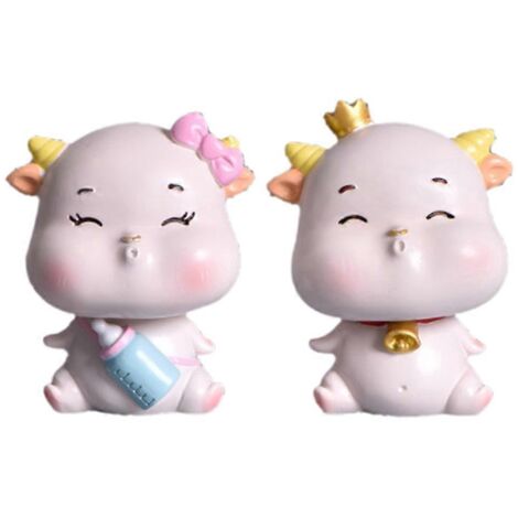 Lot de 2 figurines miniatures de vaches mignonnes pour décoration de jardin féerique, en résine, pour voiture ou autre. (1/5)