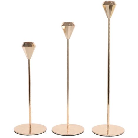 Bougeoirs en métal (lot de 3) - Décoration simple pour mariage, chambre ou table à manger - Artisanat (1/5)