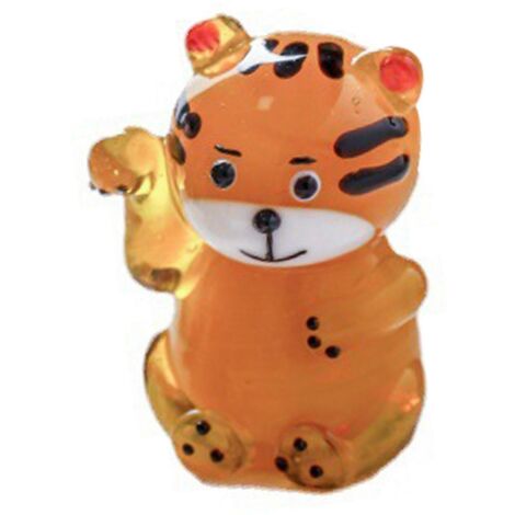 Figurine miniature de tigre en verre, animal porte-bonheur, mini statue de tigre mignonne, ornement (1/5)