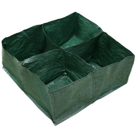 Jardinière surélevée en sac, 4 compartiments, pot de culture carré durable pour carottes, oignons, herbes aromatiques, fleurs et légumes (1/5)