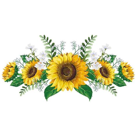 Stickers muraux tournesol, fleurs jaunes, imperméables et amovibles (1/5)