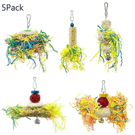 Lot de 5 jouets à mâcher en rotin pour cage à perroquets, destinés aux petits oiseaux. (1/5)