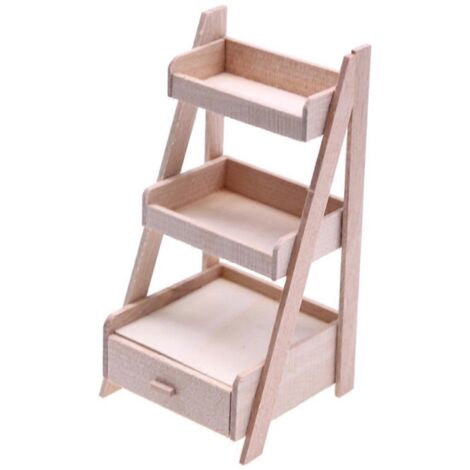 Étagère en bois pour plantes miniatures de maison de poupée, support de rangement pour outils de jardin miniatures (1/5)