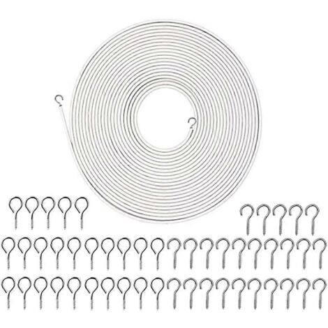 Ensemble de 15 m de fil à rideaux, œillets et crochets pour la décoration de rideaux de porte de dortoir (1/5)