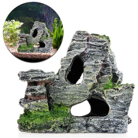 Décoration d'aquarium en résine artificielle : rocher, grotte ou montagne pour le repos et le sommeil des bettas. (1/5)