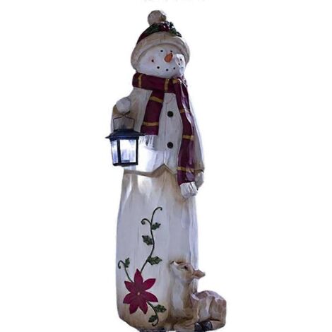 Figurine de bonhomme de neige lanterne en résine, statuette décorative pour fête, cadeau artistique (1/5)
