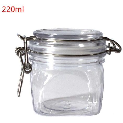 Bocal de conservation carré en plastique de 220 ml avec couvercle à clip hermétique, idéal pour la cuisine et les aliments. (1/5)