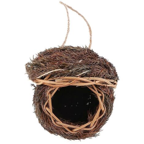 Nichoir suspendu en herbe naturelle tressée à la main pour la décoration de jardin, de fenêtre ou de maison (1/5)