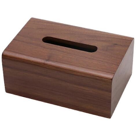 Boîte de rangement pour mouchoirs en noyer noir simple avec couvercle amovible et tiroir pour bureau (1/5)