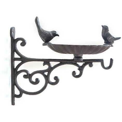 Support métallique pour bain d'oiseaux en fonte, facile à fixer, gamelle pour oiseaux. (1/5)
