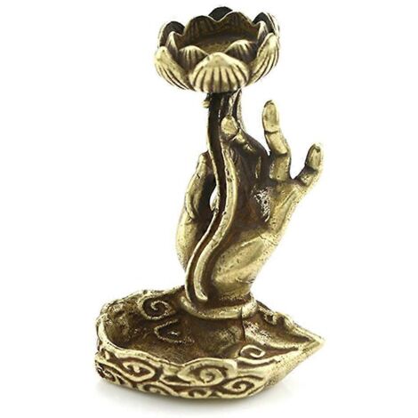Porte-encens en forme de lotus et de main de Bouddha pour brûleur, contenant des cônes et des bâtonnets d'encens. (1/5)
