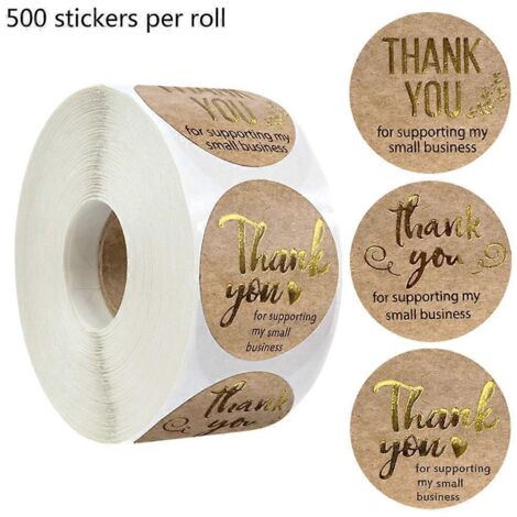 500 autocollants « Merci de soutenir ma petite entreprise » avec fermeture dorée, parfaits pour la pâtisserie, les sacs cadeaux, la décoration de mariage et la papeterie. (1/5)