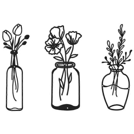 1 Ensemble de vase à fleurs en métal, panneau décoratif à suspendre (1/5)