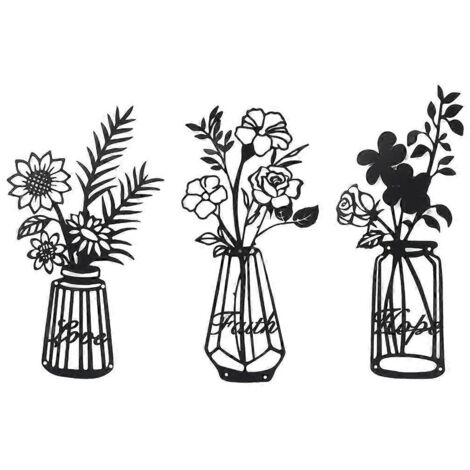 Vase à fleurs en métal, panneau décoratif suspendu, modèle de décoration (1/5)